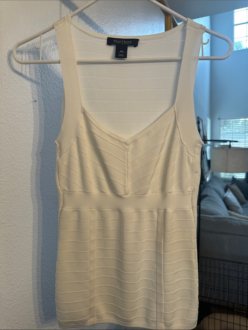 White House Black Market white Textured Knit Tank